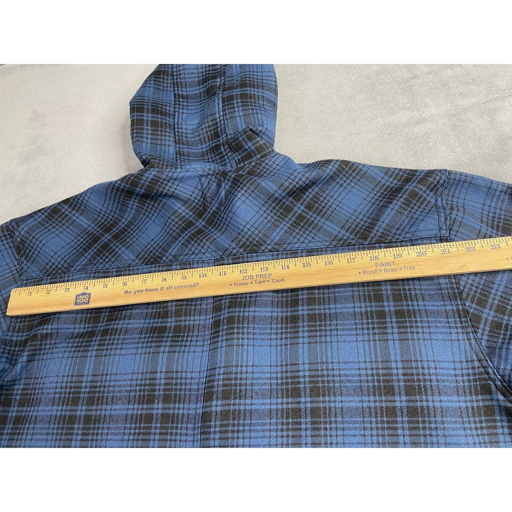 Dickies Jacket Shacket Men XL‎ Blue Plaid Flannel Hood Fleece Lined Barn Chore - Picture 9 of 11